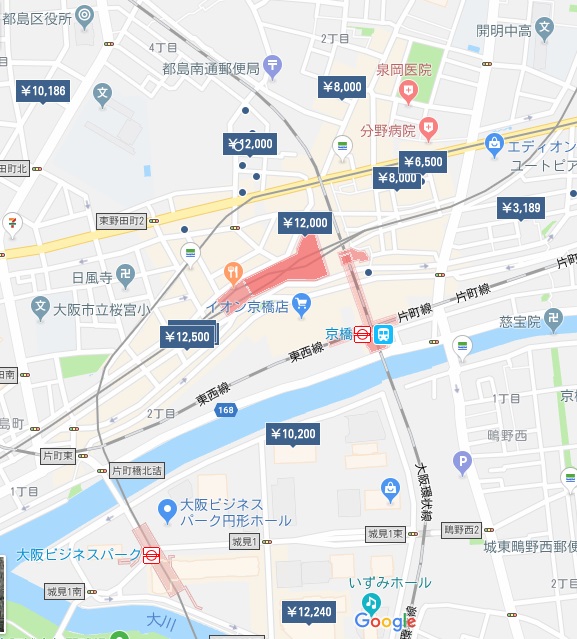京橋・大阪ビジネスパーク　ホテル図